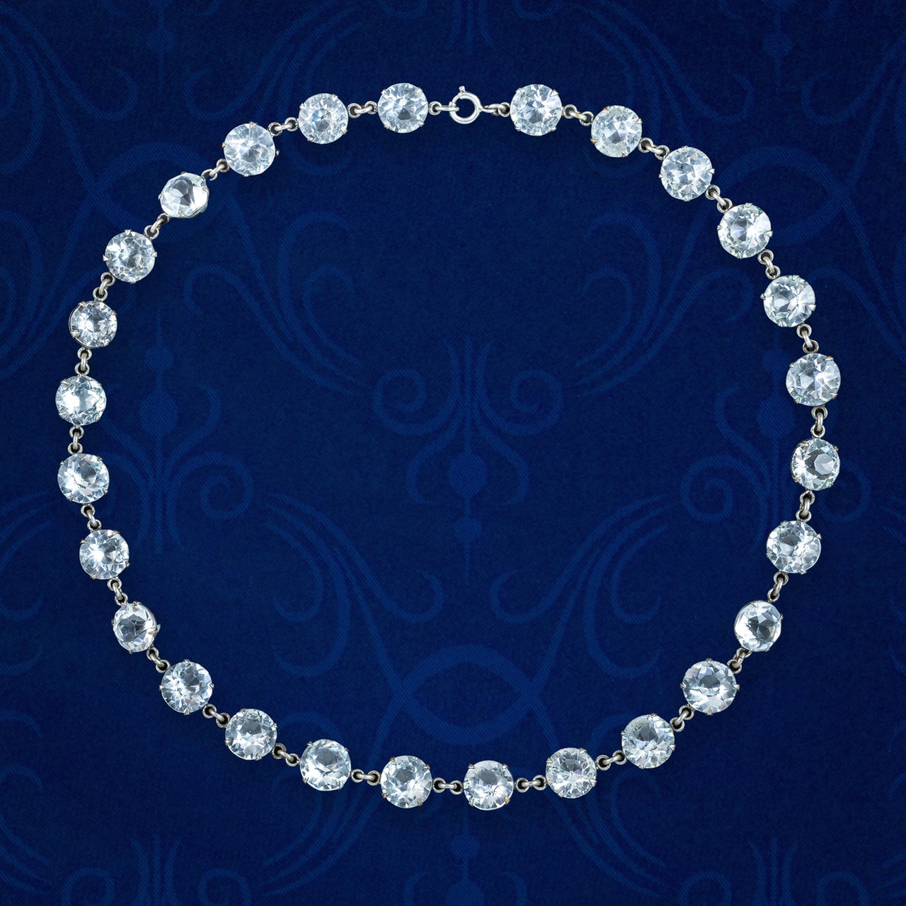 Antique Art Deco Paste Riviere Necklace Silver