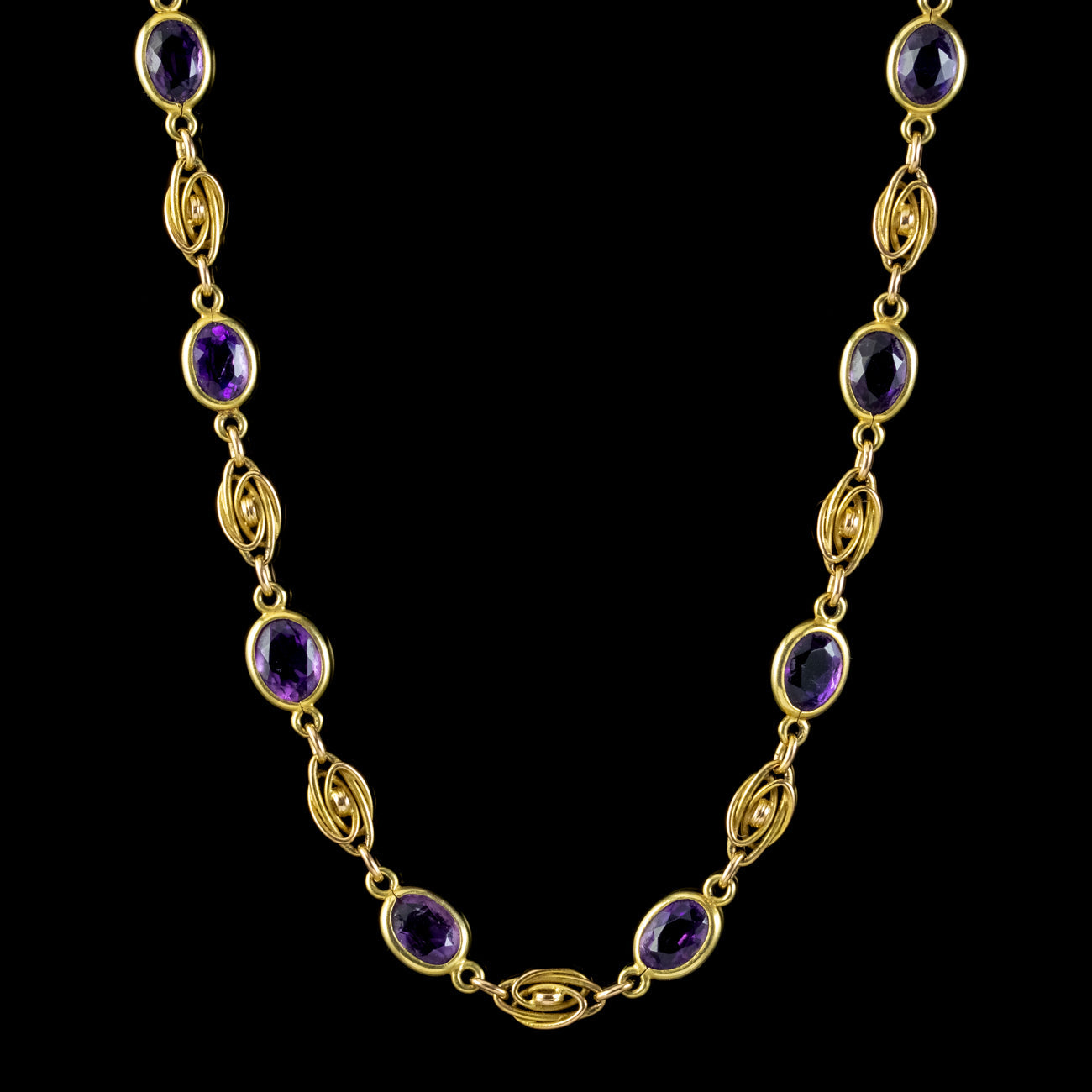 Antique Edwardian Amethyst Necklace 9ct Gold Circa 1910