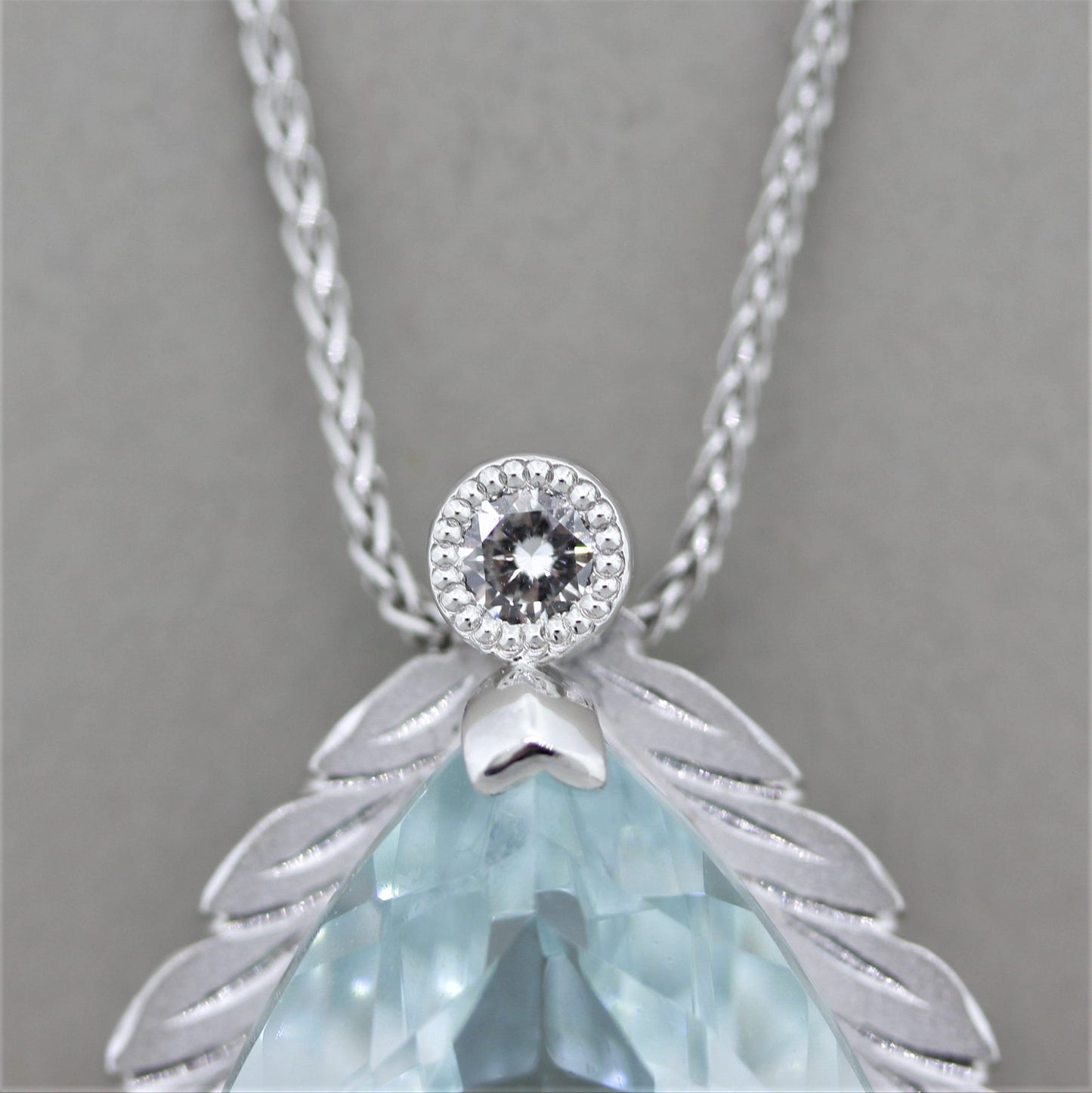 Aquamarine Diamond Platinum Pendant