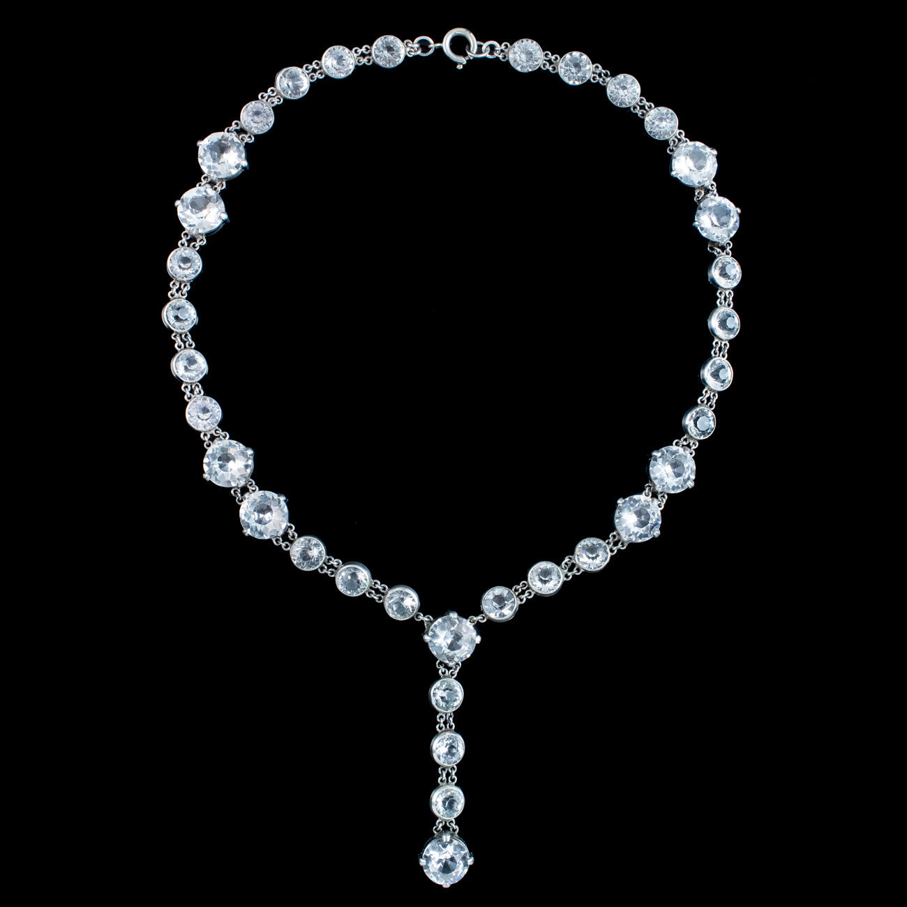 Antique Art Deco Paste Silver Necklace