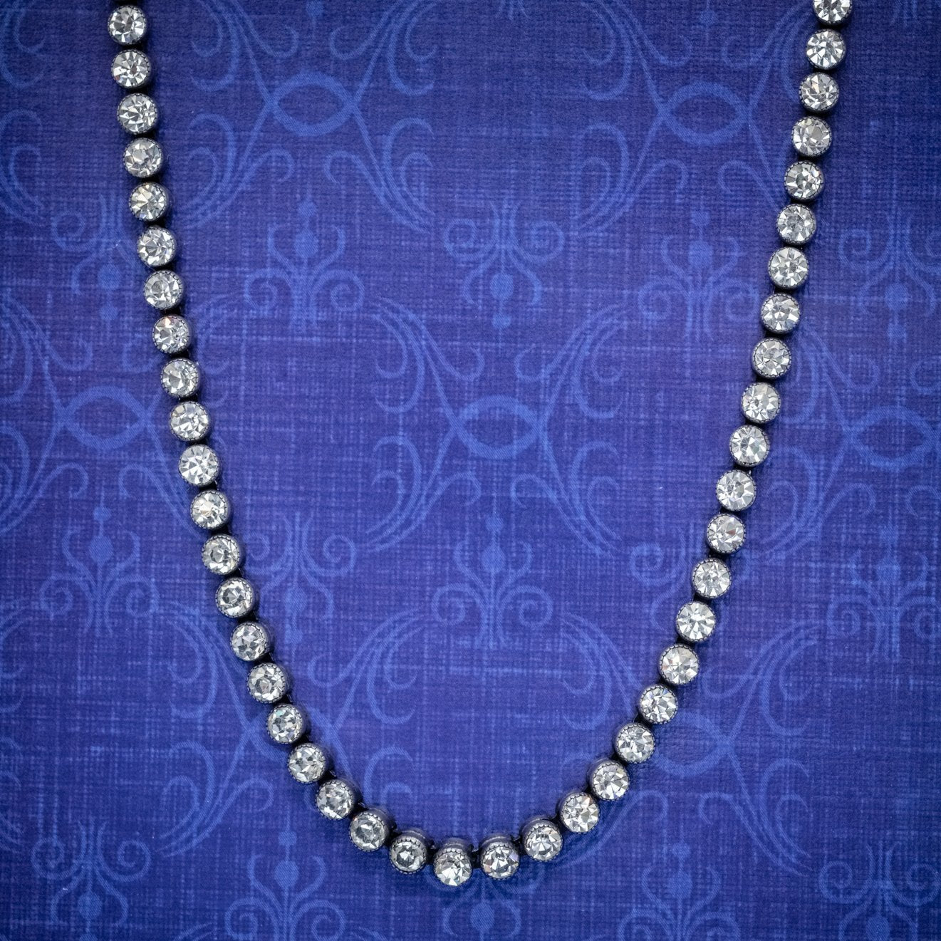 Antique Edwardian Collar Paste Stone Silver Necklace Circa 1910