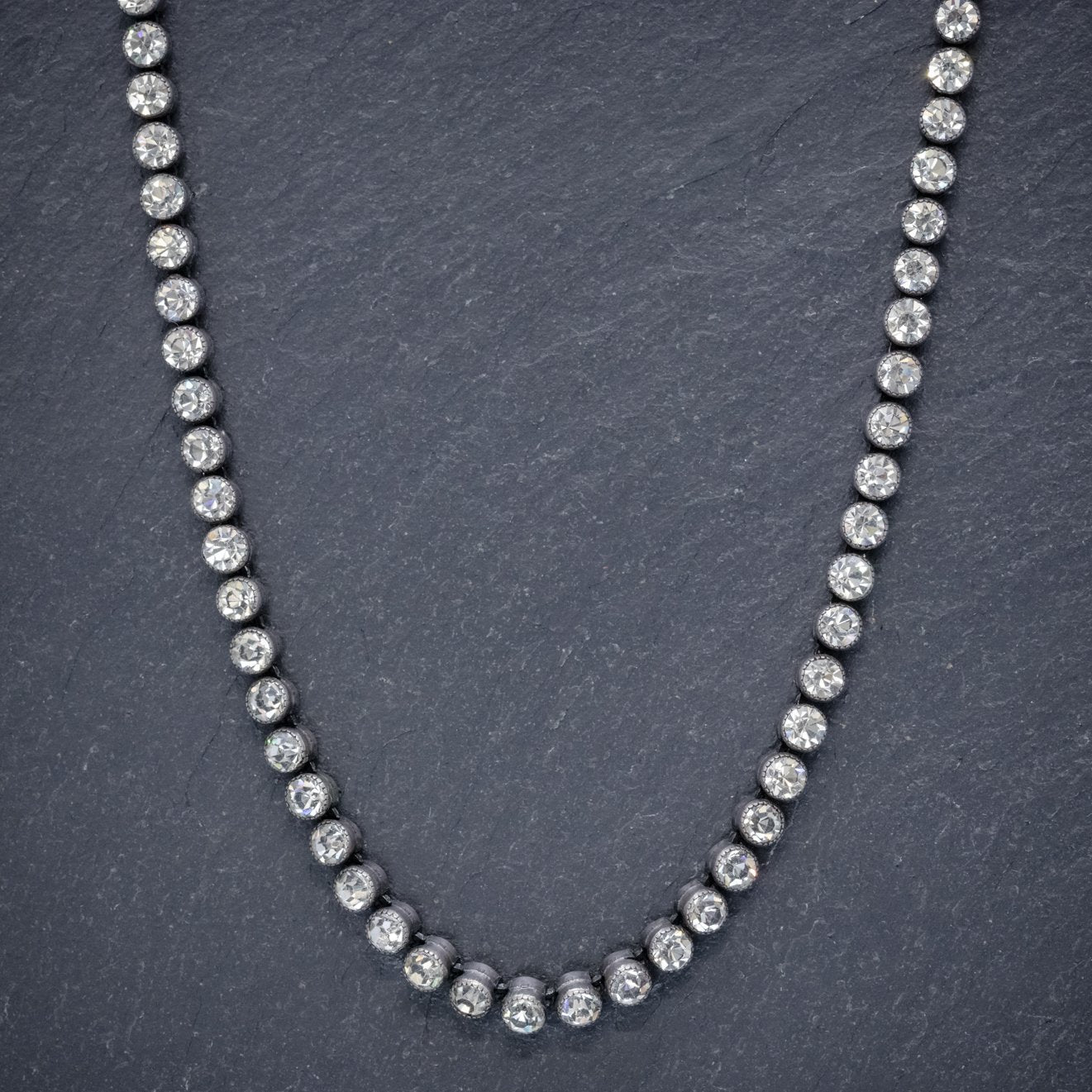 Antique Edwardian Collar Paste Stone Silver Necklace Circa 1910