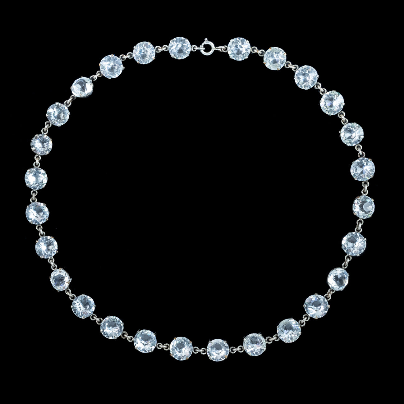 Antique Art Deco Paste Riviere Necklace Silver