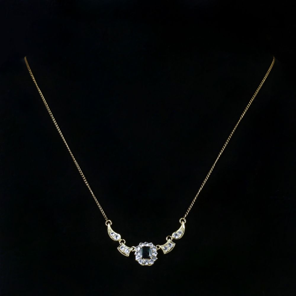 Antique Art Deco Sapphire Necklace 9Ct Gold Circa 1930