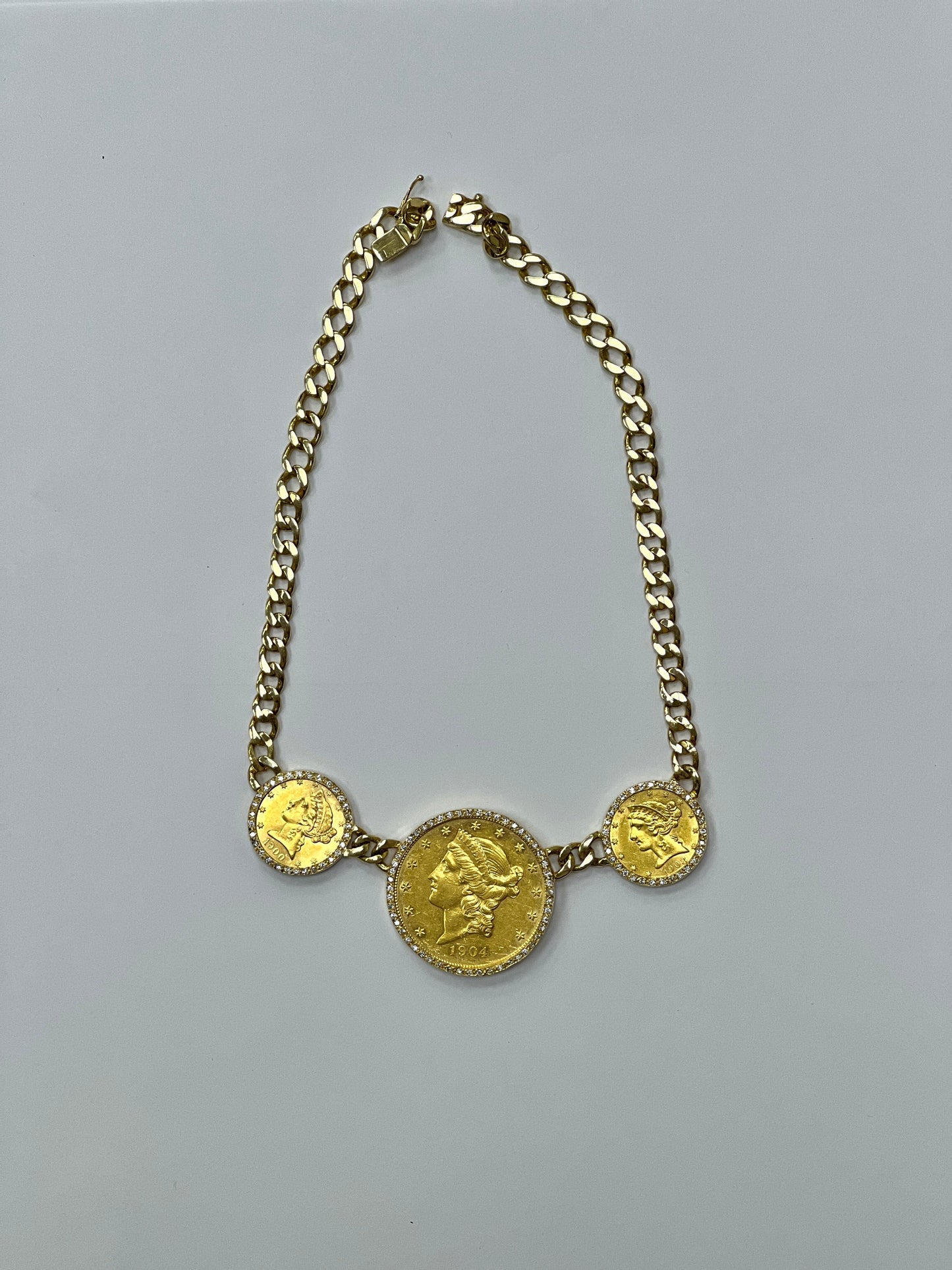 Gold, Diamond and Gold Coin Necklace