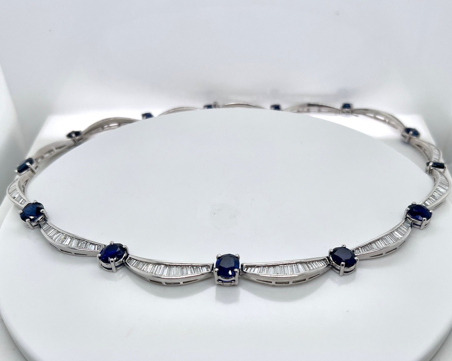 Platinum, Sapphire and Diamond Necklace