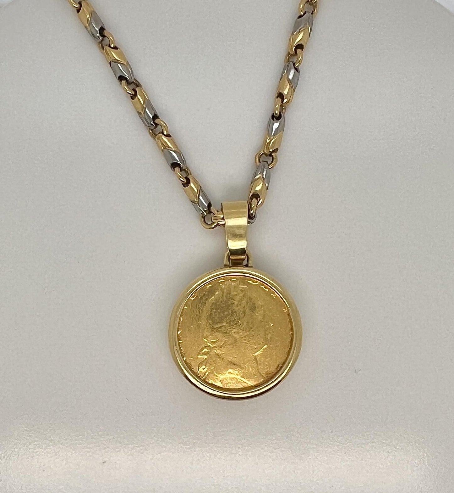 Bvlgari Monete 18k Gold and Steel Coin Necklace
