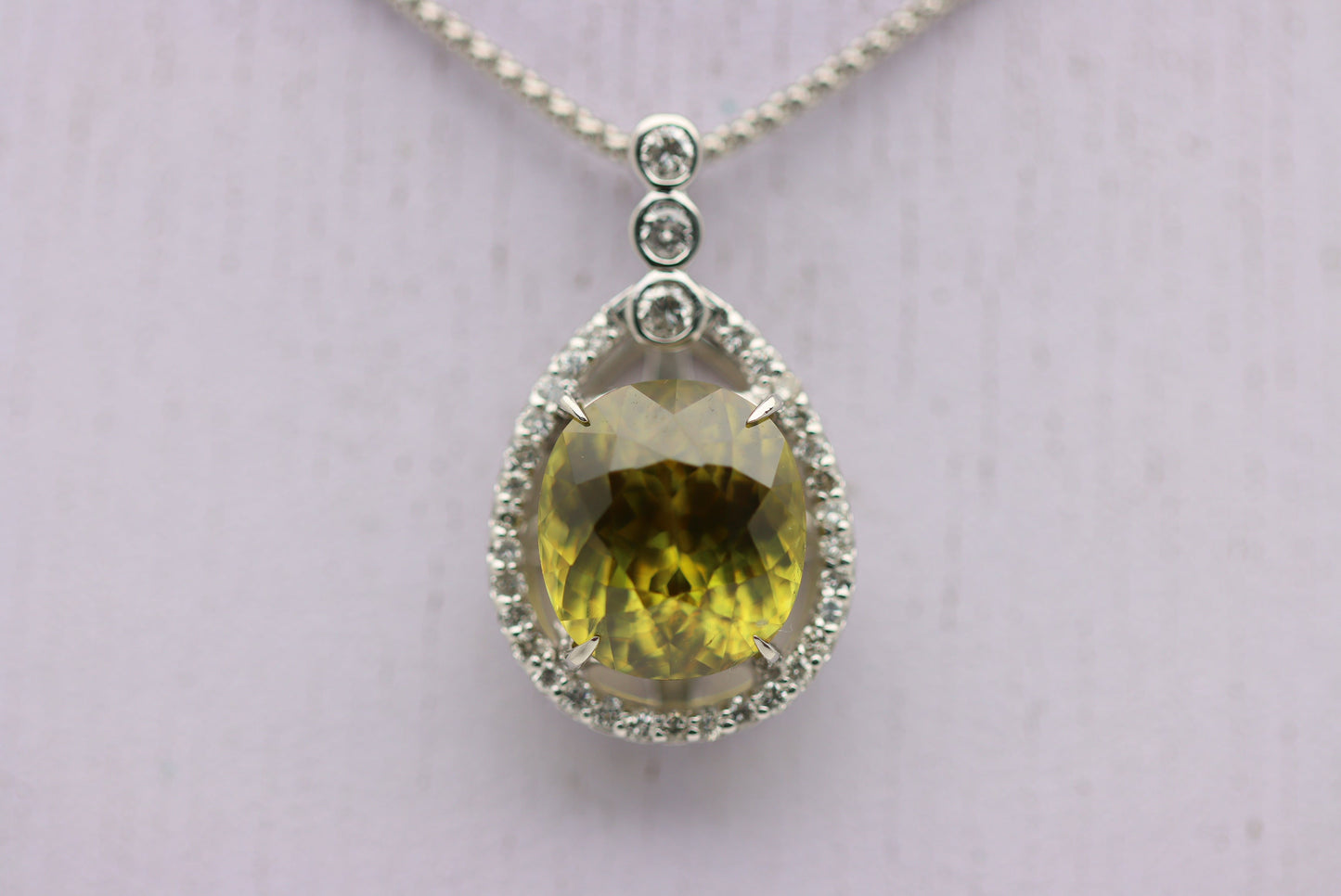 8.61 Carat Gem Sphene Diamond Platinum Pendant