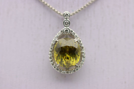8.61 Carat Gem Sphene Diamond Platinum Pendant