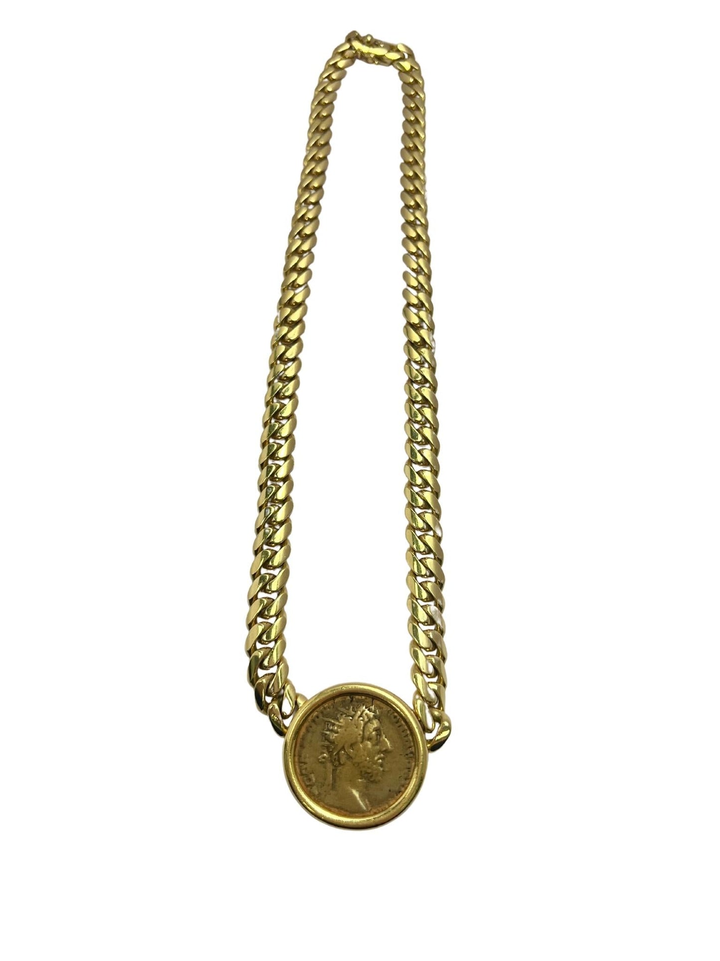 Bvlgari Ancient Roman Coin Gold Chain Pendant Necklace